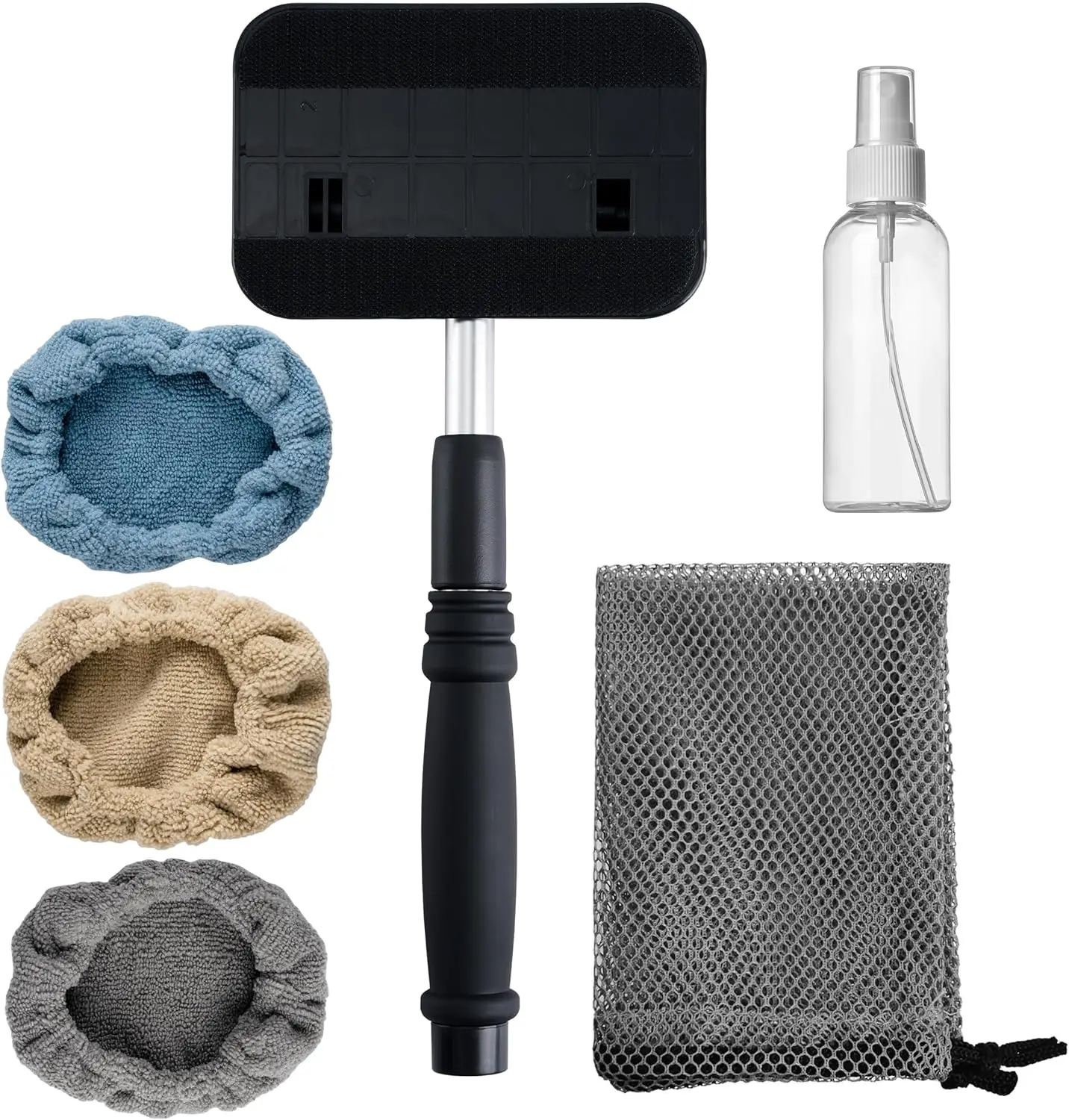 

Pivoting Windshield Glass Cleaning Tool, Extendable Aluminum Handle with 3 Microfiber Covers