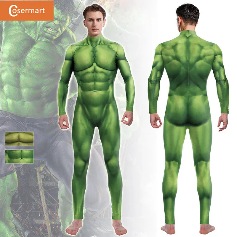 

Hulk Onesie 3D Green Muscle Print Cosplay Costume Men and Women Tight Performance Men and Women's Clothing Props