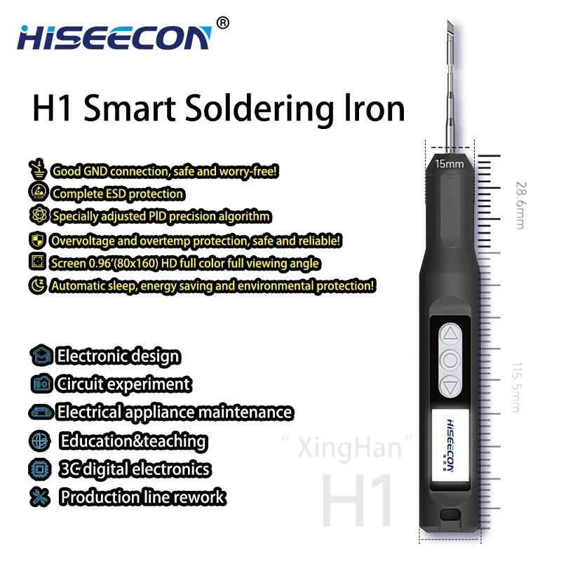NEW Electric Soldering Iron HISEECON H1 65W DC Power Supply LCD Display 180-500℃ Adjustable  With C210 Tips Set Fast Tin Meltin image 6