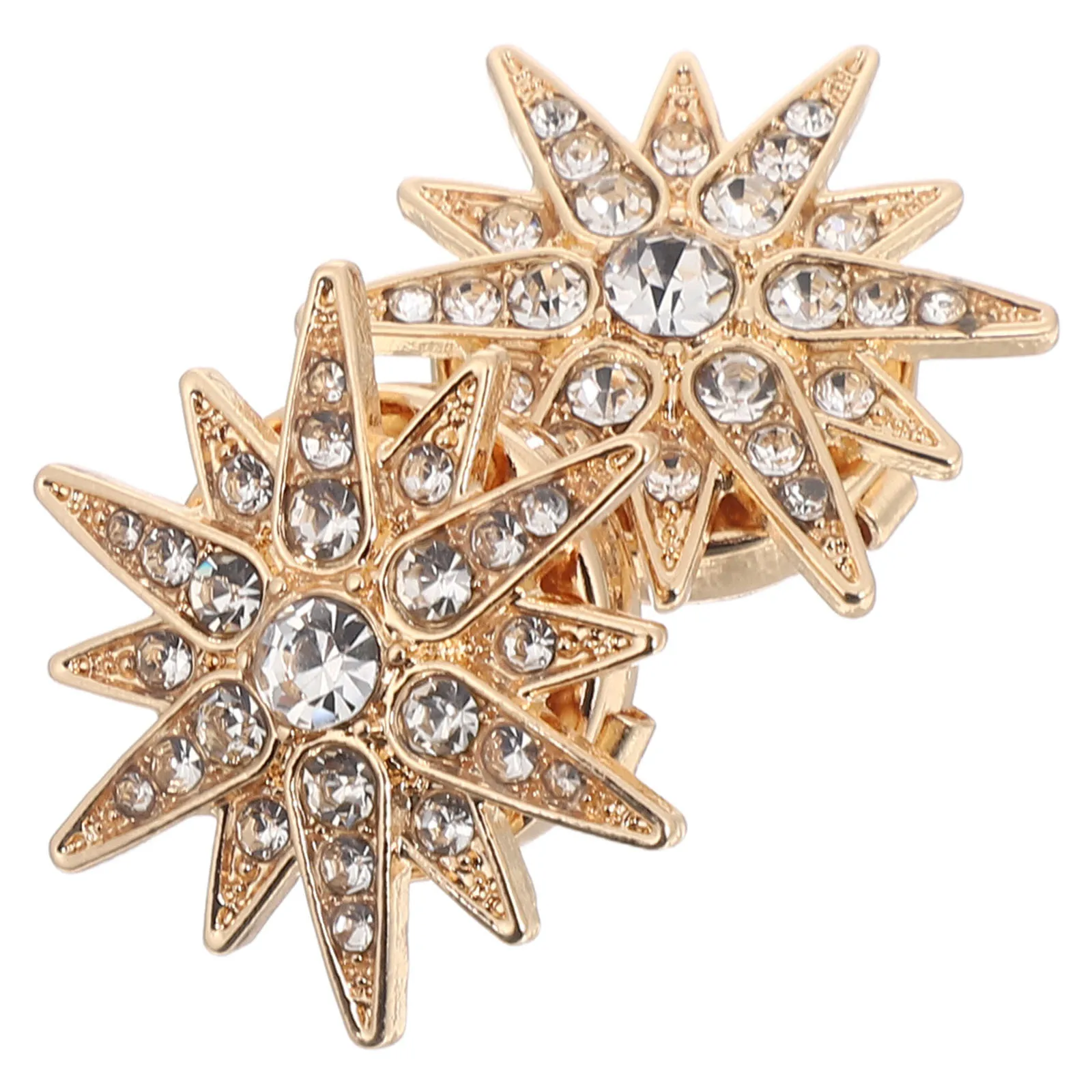 

1Pair Sparkly Sixpointed Star Rhinestone Button Covers Clipon Embellishments for Men Women Clothing Outfit Upgrades