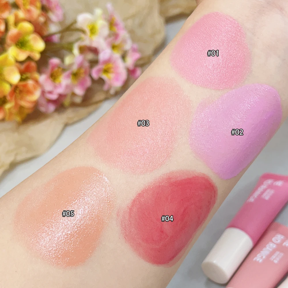 5 colori Waterproof Pink Purple Liquid Blush Face Contour Brighten Makeup multiuso occhi e labbra trucco Blush Stick cosmetici