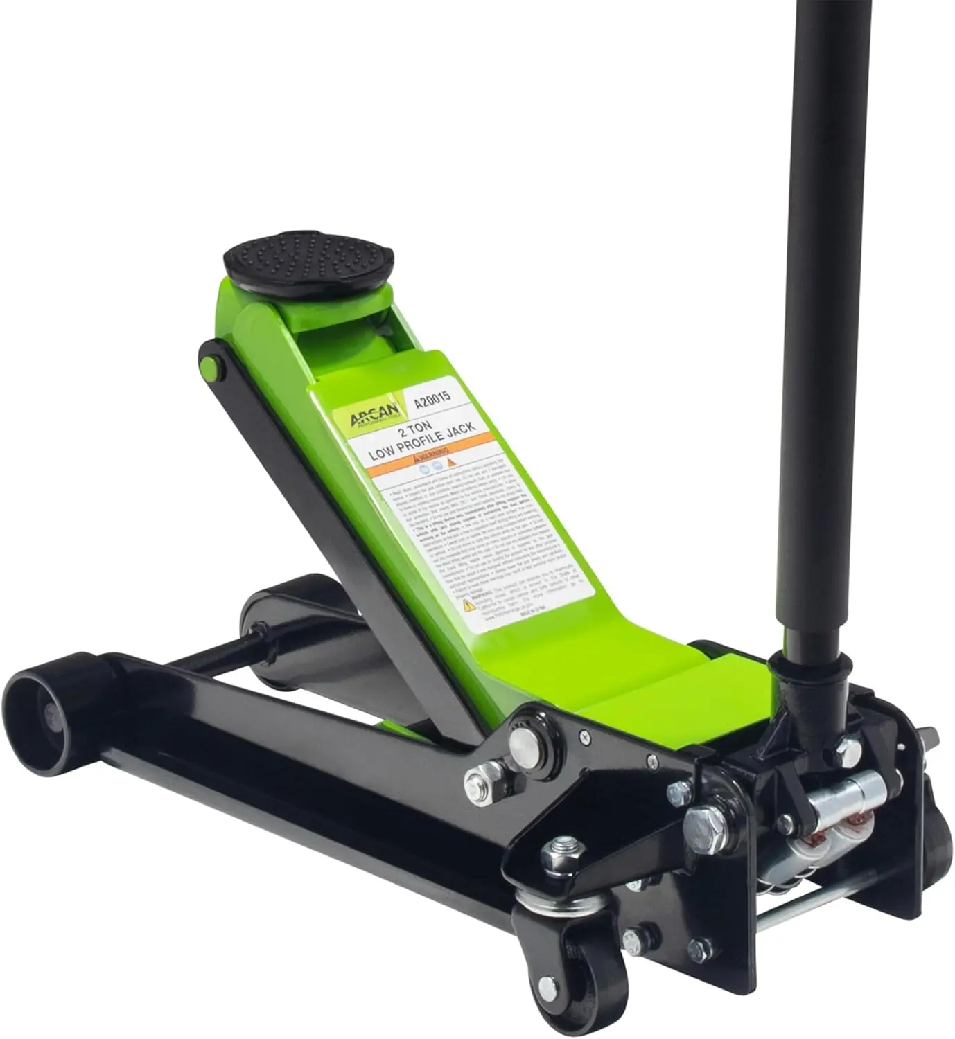 

2-Ton Low Profile Steel Floor Jack with Quick-Rise Dual Pump Pistons and Rubber Saddle