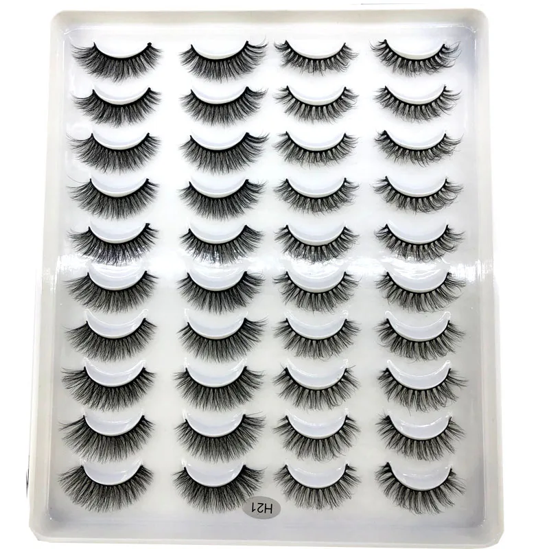 20 Pairs 3D Faux Mink Lashes Natural False Eyelashes Dramatic Fluffy Soft Wispy Volume Cross Reusable Eyelash MaKeup Tools