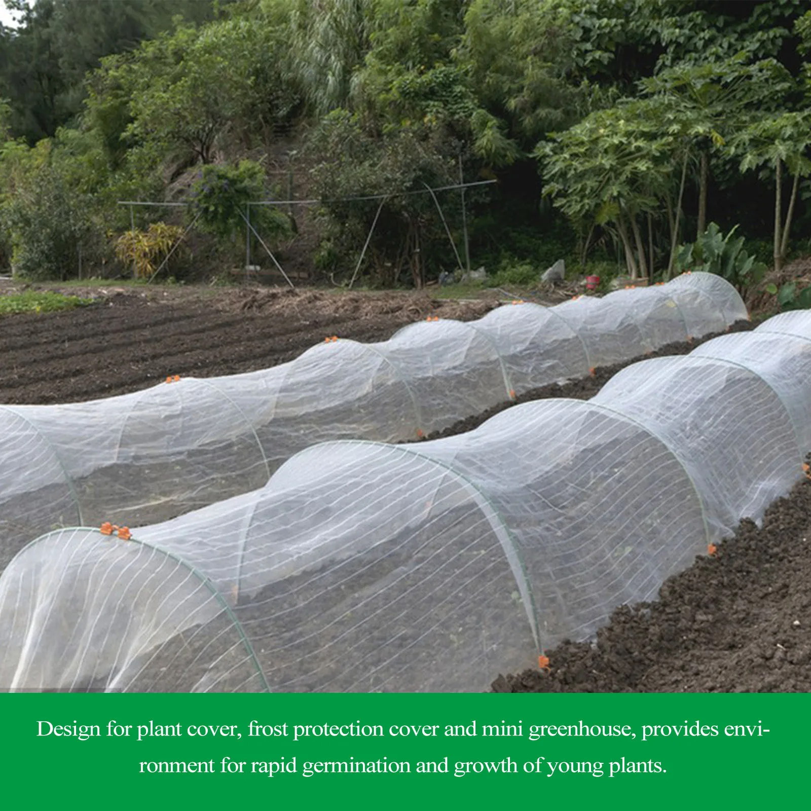 1 Juego de aros de cobertura de plantas de protección contra heladas, fila de soporte de túnel de jardinería, aros de cubierta de fila de invernadero, marco de cultivo