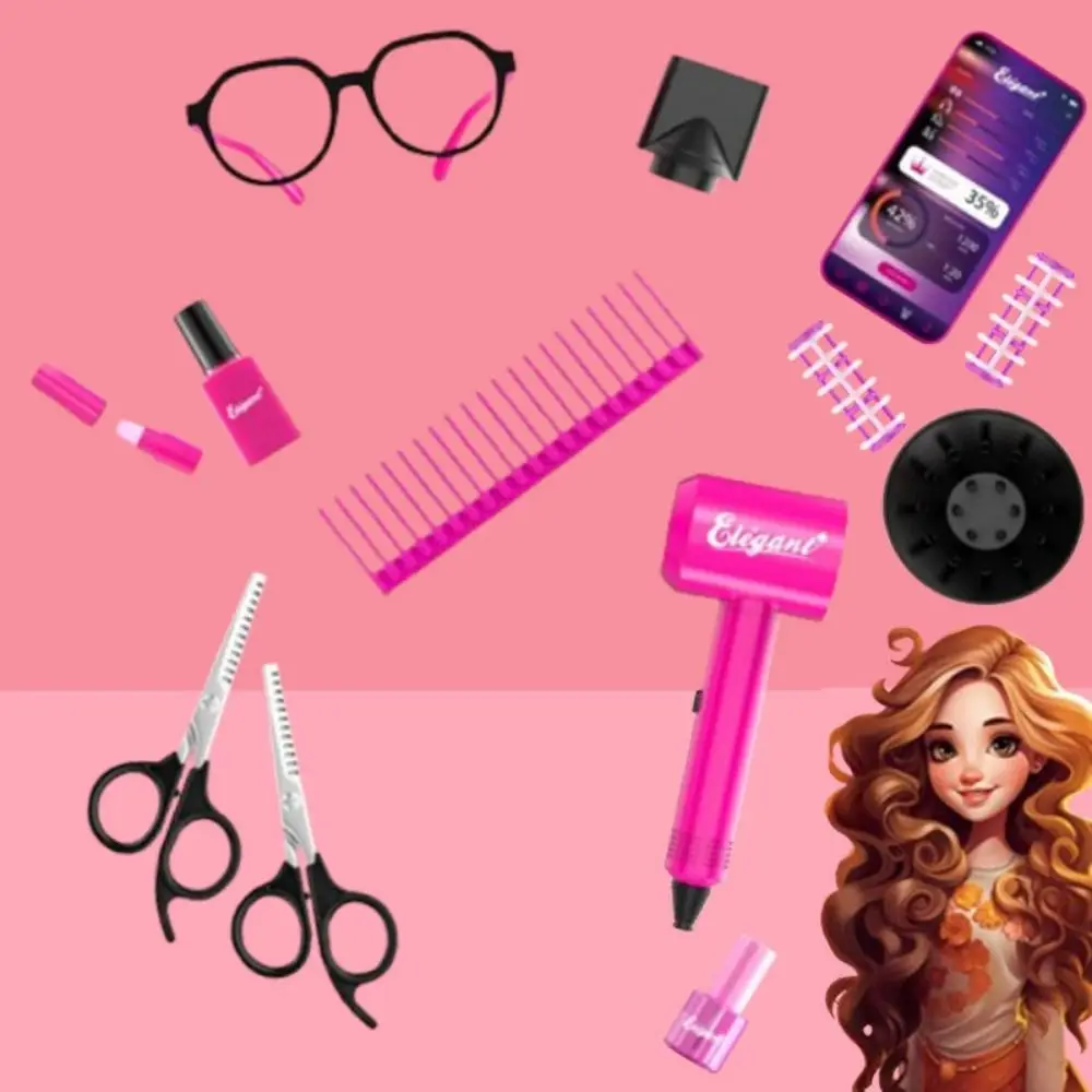 9/13/17 pezzi principessa vestire asciugacapelli e taglio di capelli kit giocattolo asciugacapelli bigodino parrucchiere kit giocattolo forcine ferro arricciacapelli