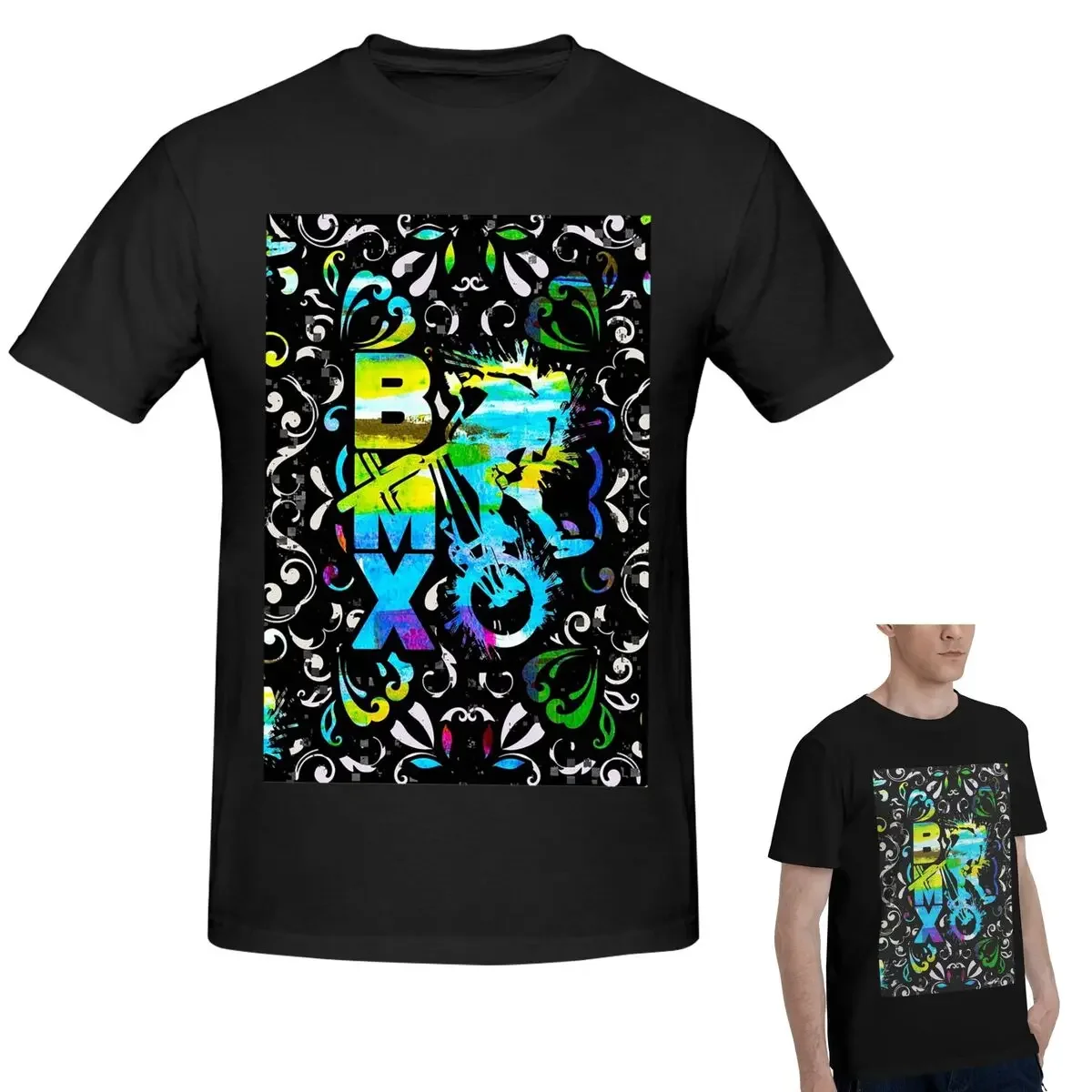 100% Cotton Bmx Apparel Bmx Freestyle Pattern T-Shirt Men's Funny Oversized T Shirt Men O-Neck Summer Shirts Tops S-6XL