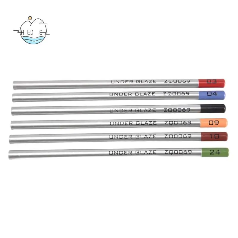 

AED6-6Pcs Underglaze Pencils For Pottery For Decorating Fused Glass And Under Glaze Ceramics