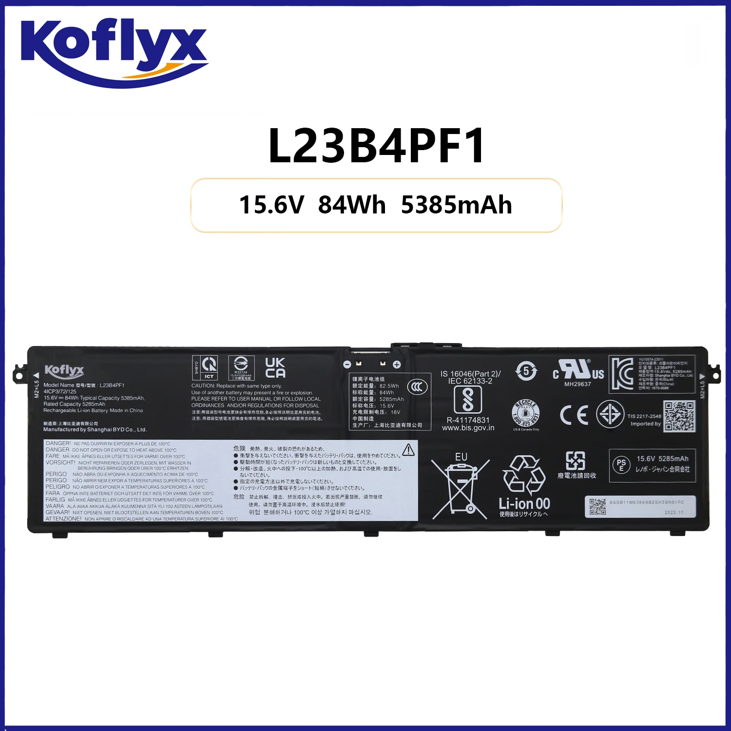

Koflyx new laptop battery for Lenovo IdeaPad Pro 5-14IMH9 5-14AHP9 5-14AHP9 5-16AHP9 / Yoga Pro 9-16IMH9 L23D4PF1