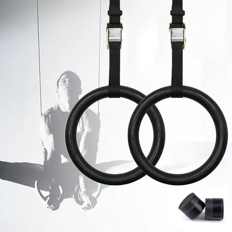 

ABS Gymnastic Rings Workout Set with Adjustable Straps for Full Body Strength Fitness Training and Bodyweight Crossfit Exercise