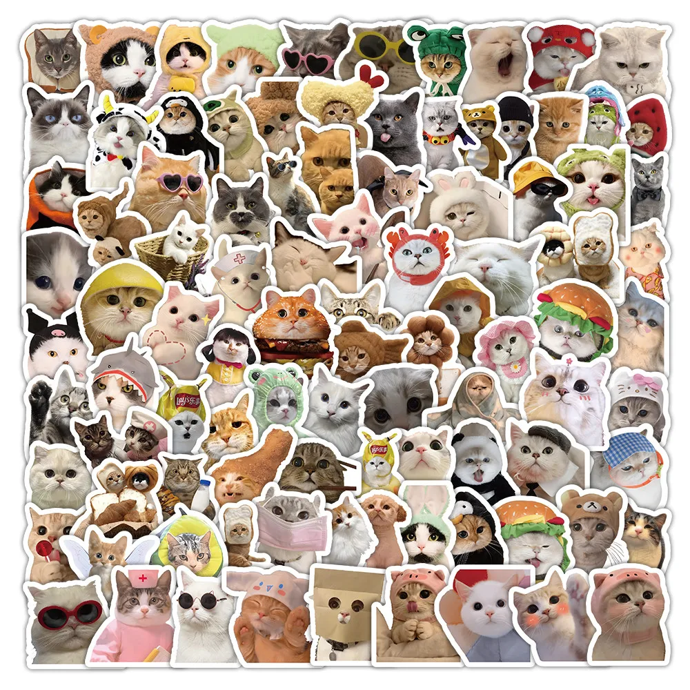 

100 Pcs Realistic Cat Photo Stickers - Lifelike Feline Decals for Journals & Phone Cases Papery Pop Store