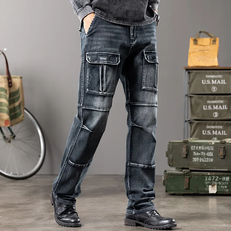 

Multi-Pocket Skateboard Pants Plus Size-Hop Jeans Men'S Trendy Cargo Pants Loose Jeans Autumn