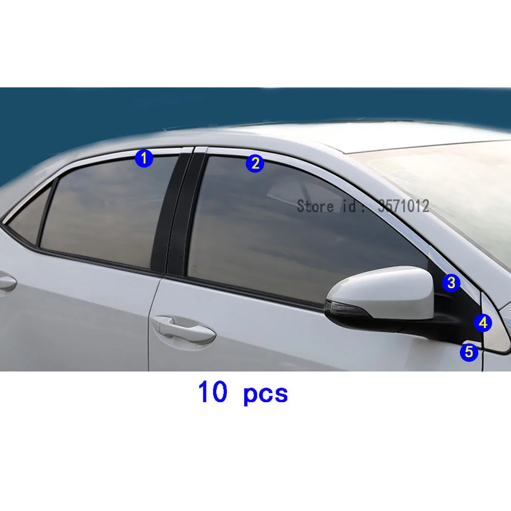 For Toyota Corolla Altis 2014 2015 2016 2017 2018 2019 Car Body Styling Glass Window Garnish Pillar Middle Strip Trim Frame Hood