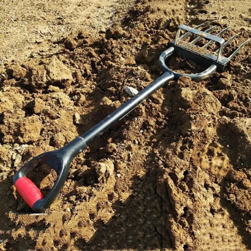 Earth-turning artifact Manual earth-turning rake outdoor plowing hoe deep-turning tool farm fork tool household earth-digging