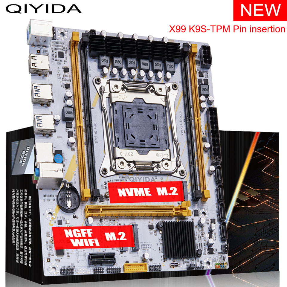  QIYIDA X99 motherboard LGA 2011 3 X99 C612chip with M.2 slot Support DDR4 Memory SATA3.0 USB3.0 PCI16X tpm2.0 msi 14pin 