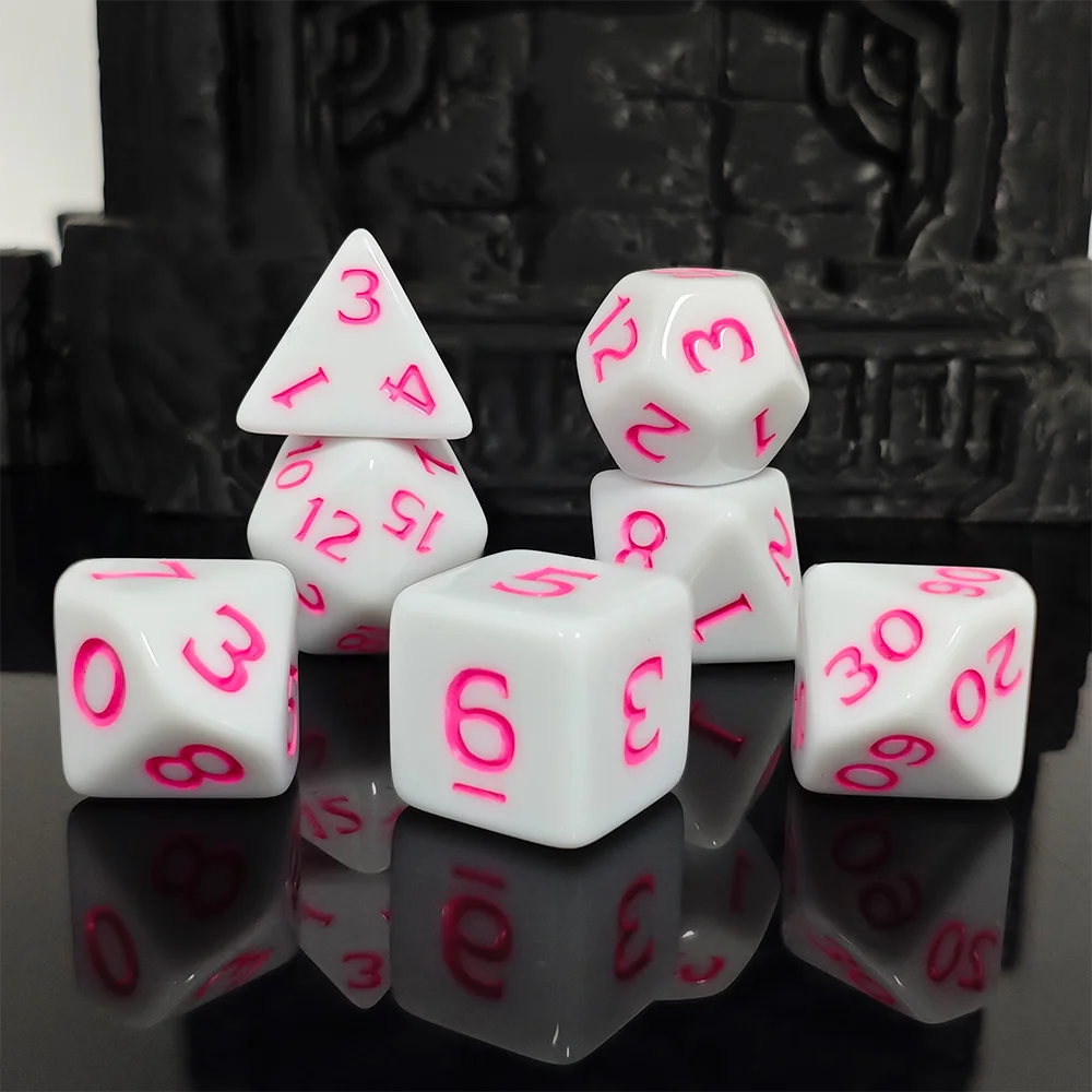 7Pcs/set Opaque Dice Set DND RPG MTG Acrylic Dice Set Dungeons Dragons Games Dice Set Board Games Popular Games Dice Set DND RPG