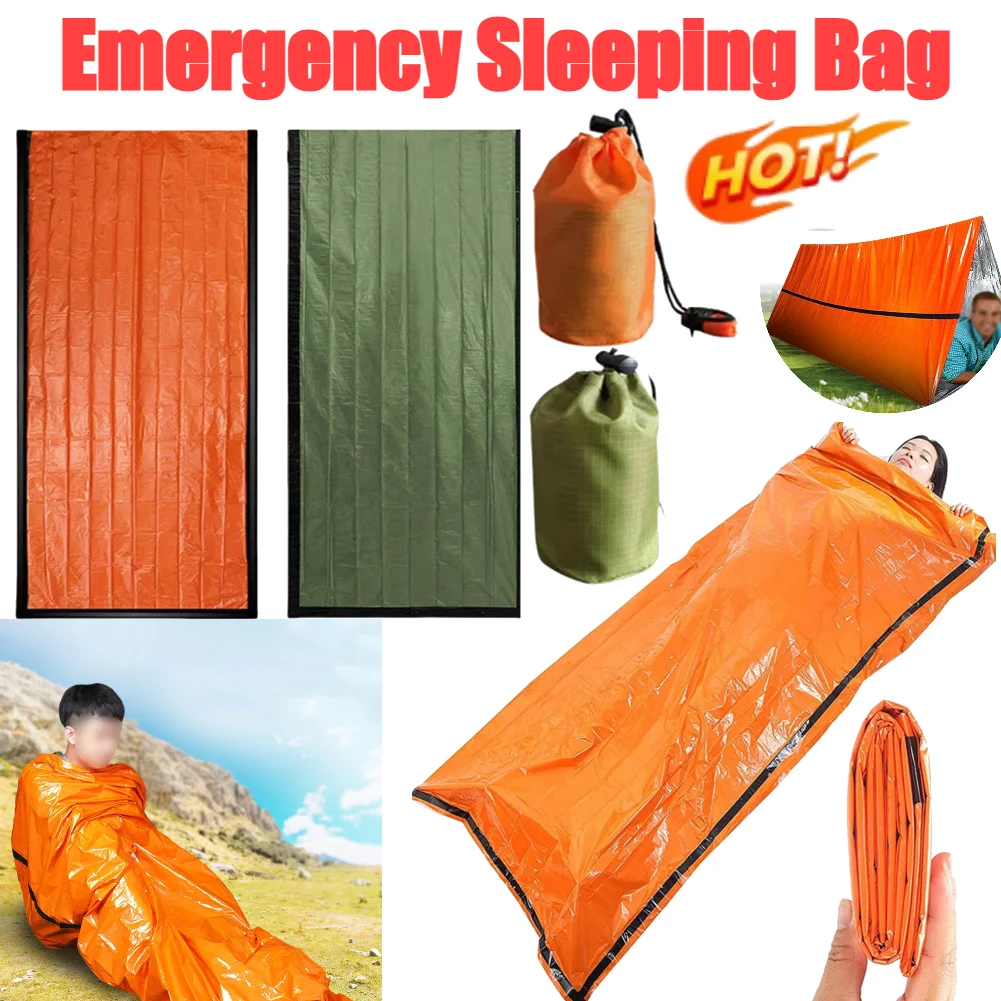 Portable Waterproof Emergency Survival Sleeping Bag Outdoor Camping Gear Thermal Sack First Aid Rescue Mylar Insulate Blanket