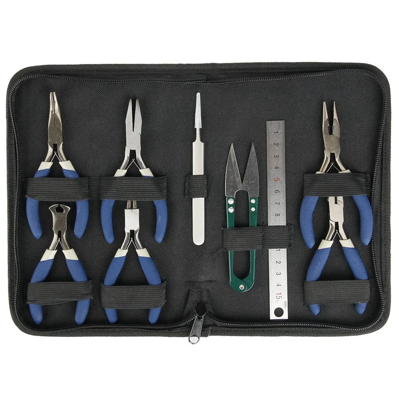 

DIY Jewelry Repair Tool 6 Hand Tool Pliers Leather Bag Pliers Combination Jewelry Accessory Kit