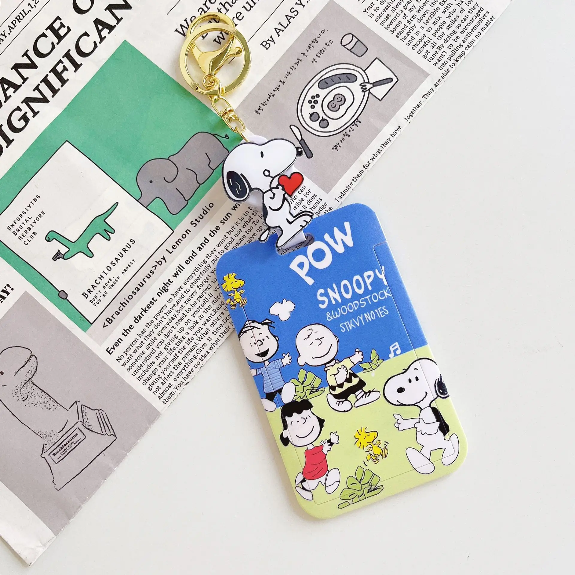 Snoopy Charlie Cartoon Kartenhalter Schlüsselanhänger Anime Dehnbare eingebettete Kartenhülle Schlüsselanhänger Erwachsene Bus Student Ausweishalter Geschenk – Detail 7