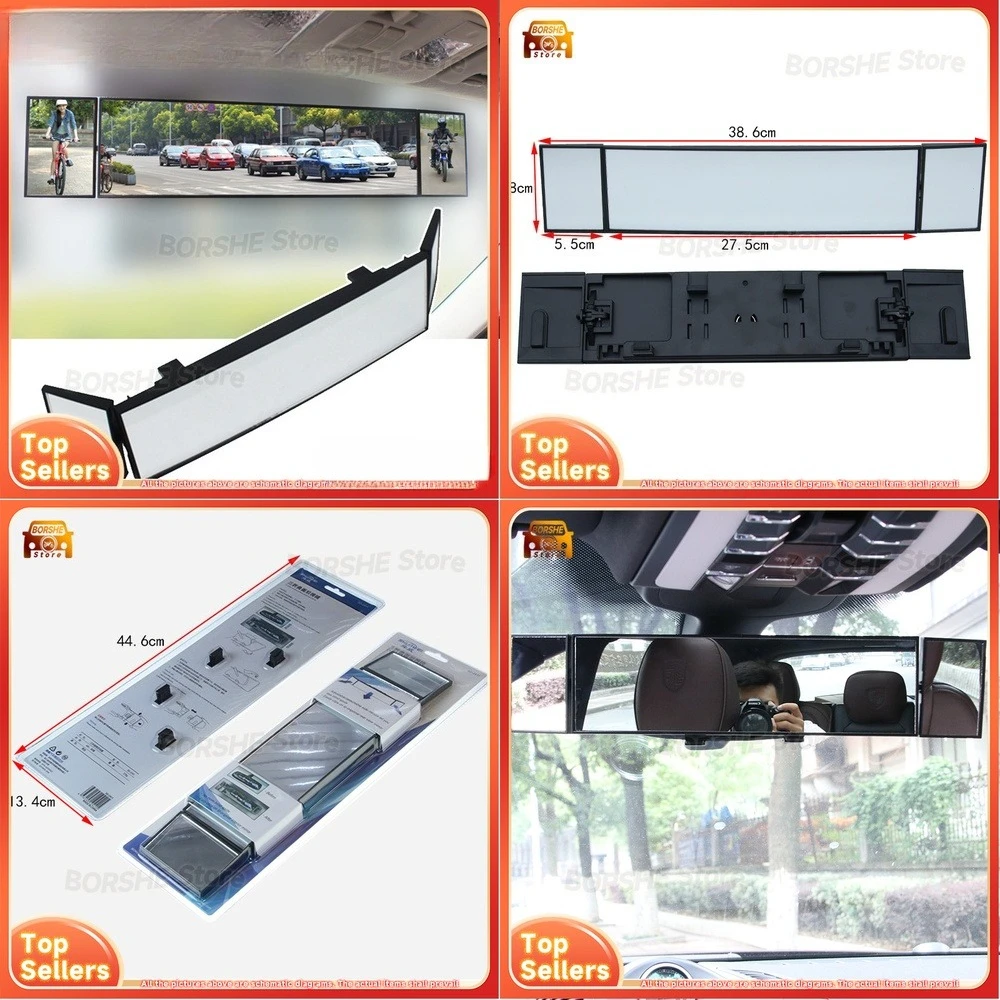 

2026 Large View Car Rearview Mirror Triple Fold Curved Wide Angle Backup Mirror Suitable for Various Vehicle Models SD2411