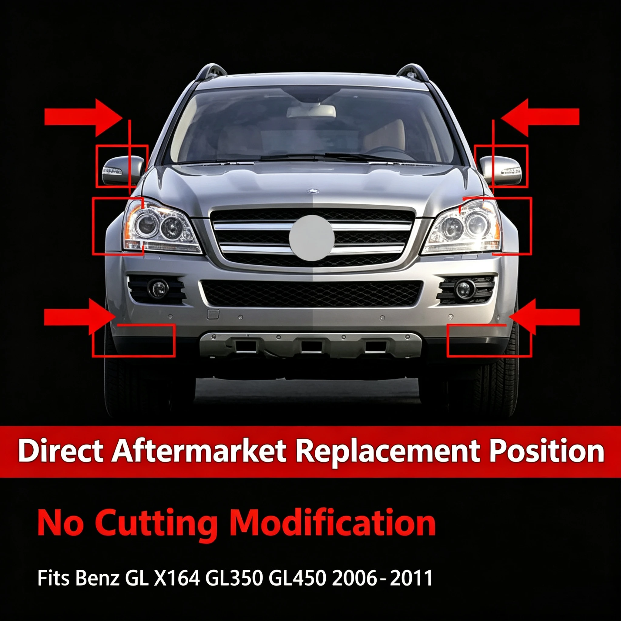 Moggic Headlight Lens Cover Compatible With Mercedes Benz GL Class 2006 2007 2008 2009 2010 2011 GL350 GL450 Left Right Side