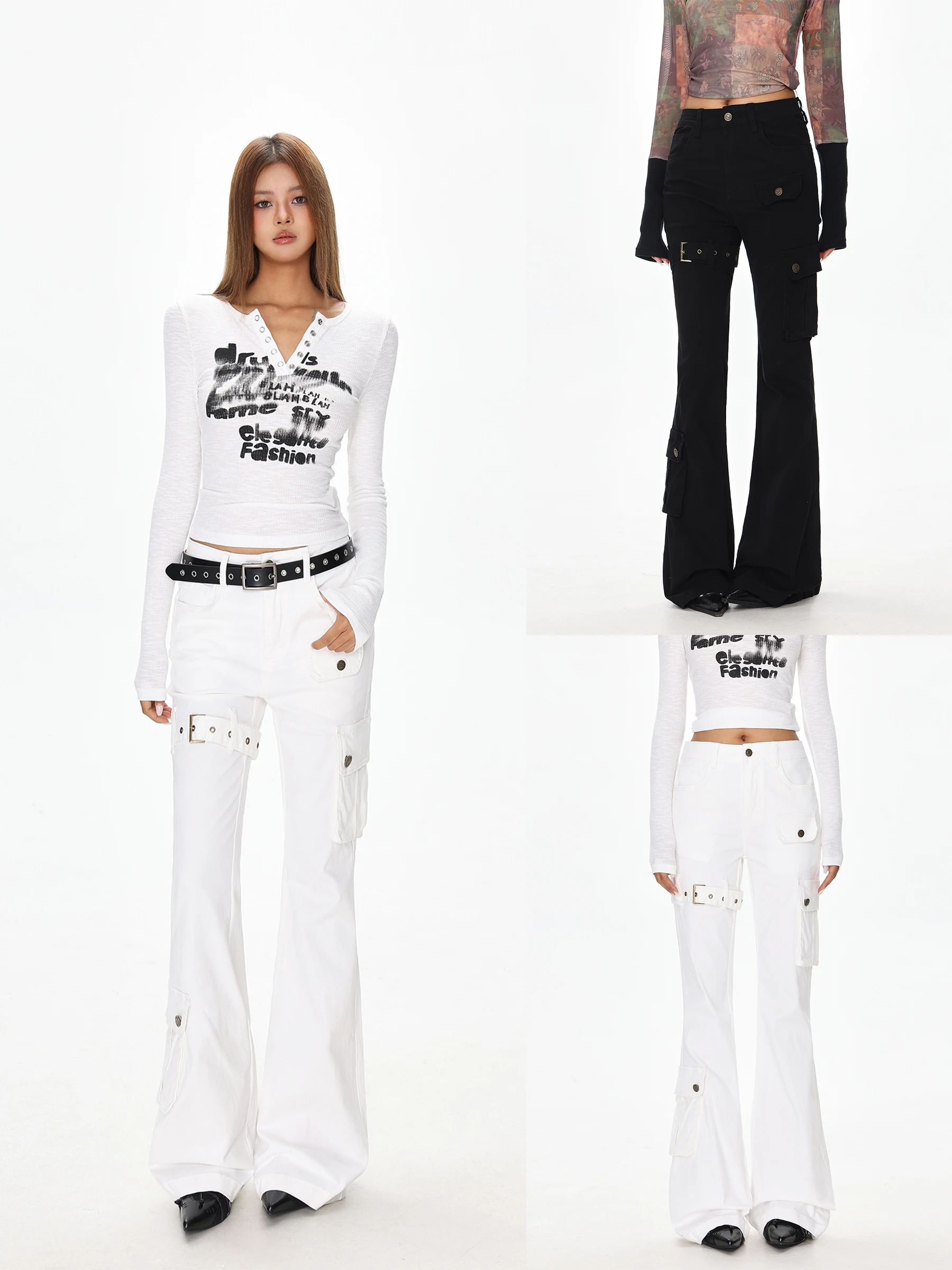 

Брюки женские повседневные с высокой талией, облегающие, в американском ретро-стиле, с множеством карманов, для работы и повседневной носки, модные