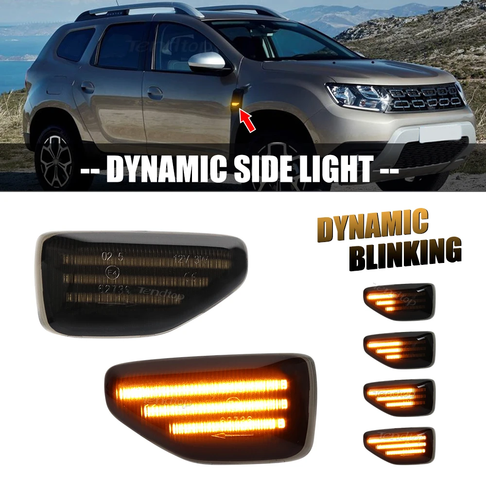 Amber LED Turn Signal Repeater Sequential Light Flashing Side Marker Lamp For Dacia Duster 2017  Logan MCV Sandero Stepway 2