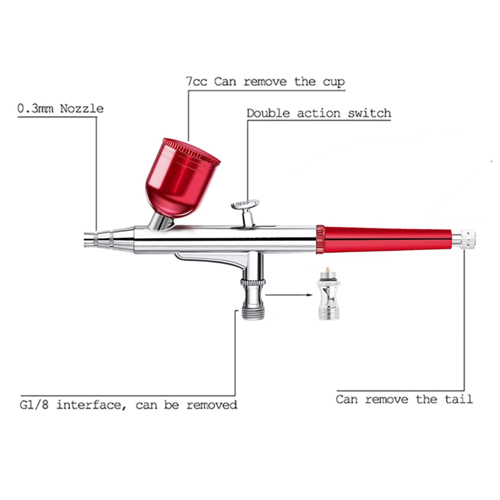 Dual Action Red Airbrush AC 131 Pen Spray Art Painting Tattoo Cake Makeup Beautifu Model Air Brush Gun