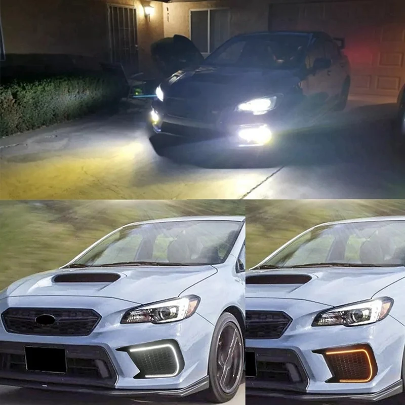 For Subaru WRX STI 2018-2021 Switchback Sequential LED DRL Fog Light Cover Kit Bezel