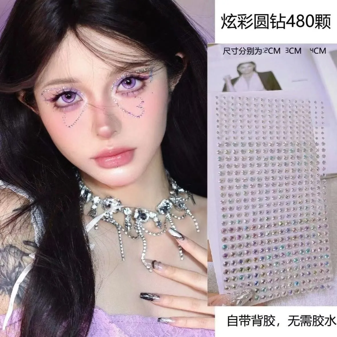 Face Rhinestone Stickers Self Adhesive Teardrop Gems for Concert Coachella Festival Makeup Sparkling Crystal Decals
