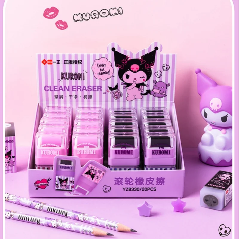 Sanrio Stationery Hello Kitty Kuromi Roller Eraser Cute Creative Eraser For Elementary School Students Children'S Day Gift