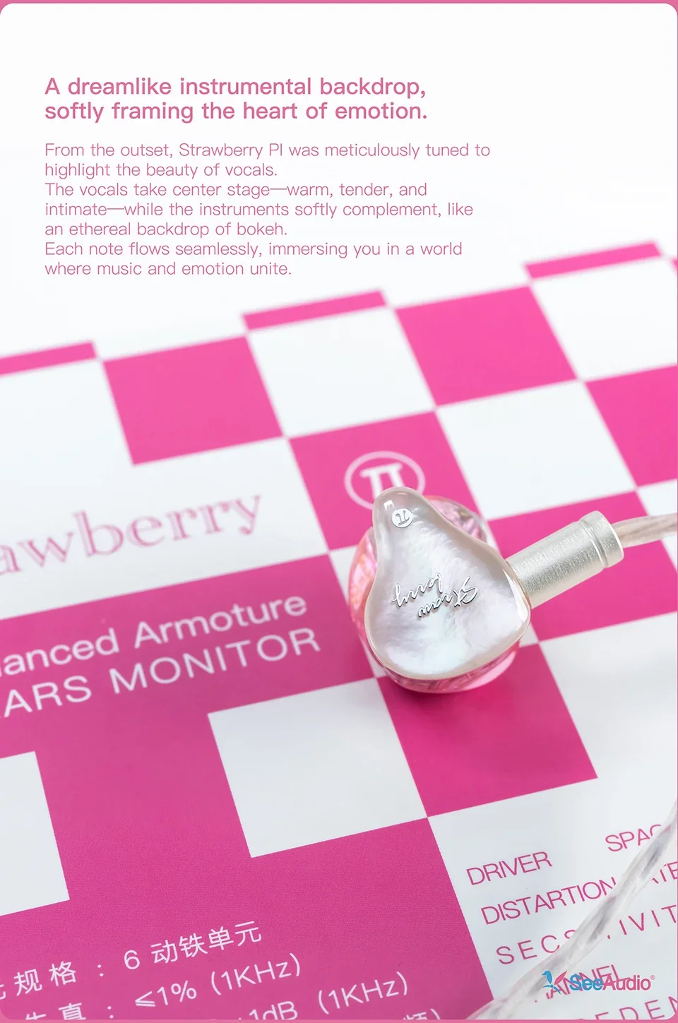 SeeAudio Strawberry PI Earbud 6BA Driver Unit In Ear Monitor Wired