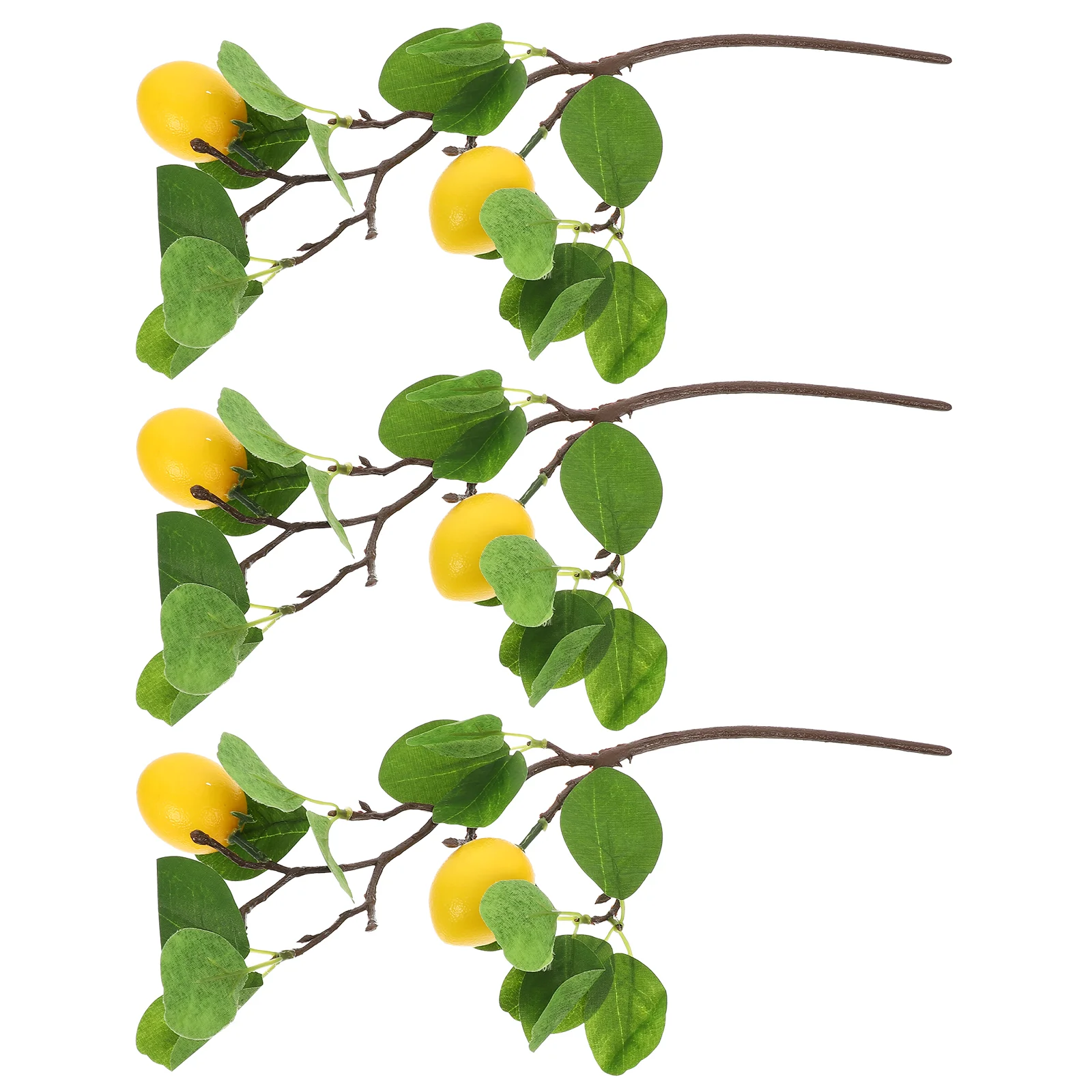 

3 Pcs Plant Artificial Lemon Branch Lemons Fake Leaf Home Vase Decor Accessories