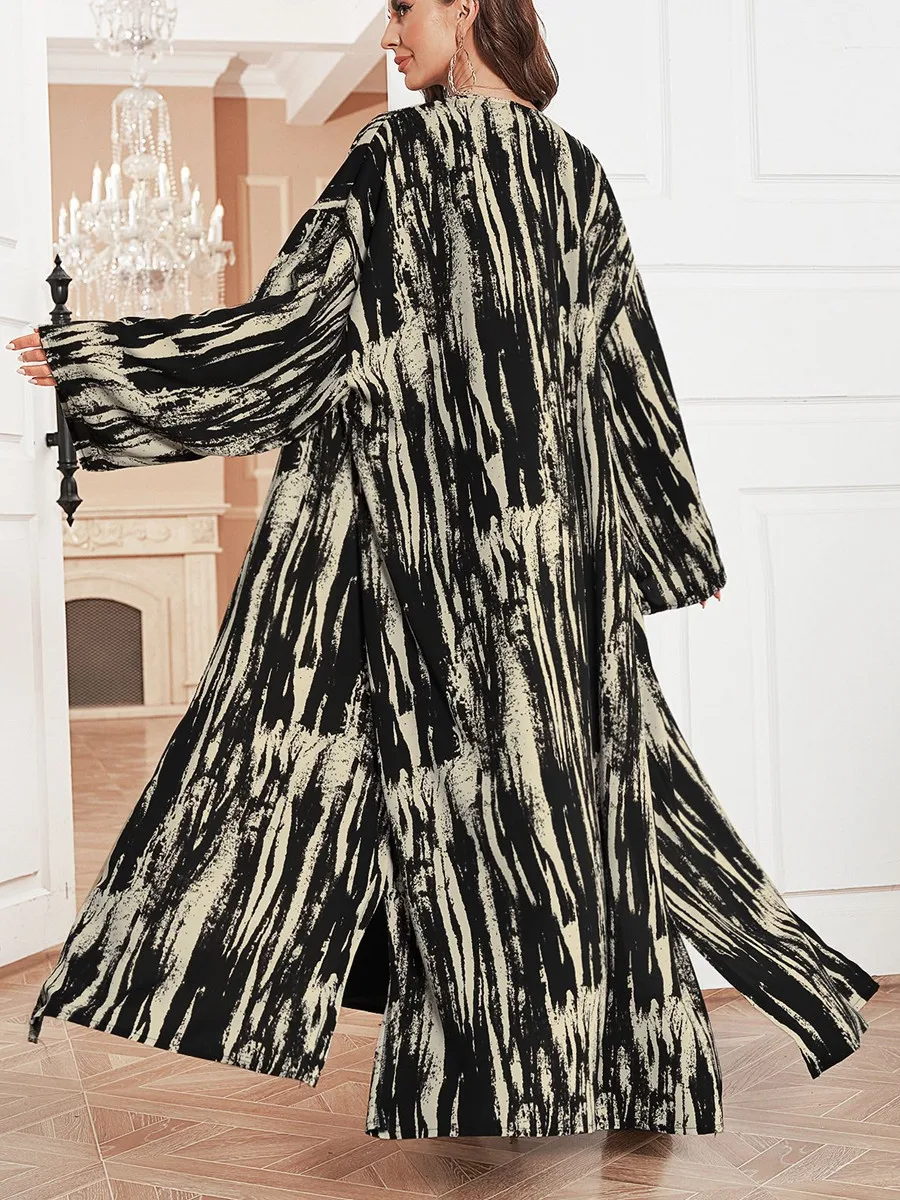 Donne musulmane Dubai Abaya kebaya Abito lungo stampato di lusso Kimono Cardigan Ramadan Robe Caftano Femme Musulmane Islam Abbigliamento