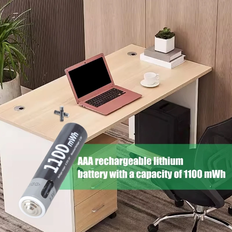 2 قطعة USB C 1100mWh LR3 بطارية قابلة للشحن بطاريات LR3 1.5 فولت لجهاز التحكم عن بعد #4