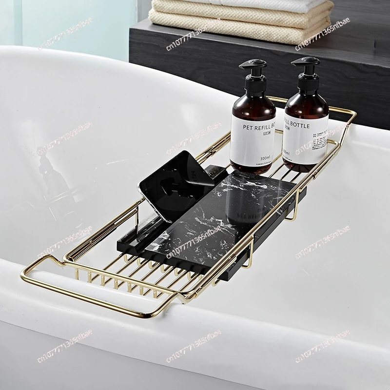 Extendable Bathtub Caddy Tray, Multifunctional Bathroom Storage Rack, Non-Slip Bath Holder for Phone & Tablet