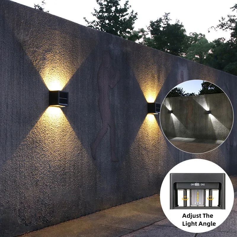 2/1 Pcs Solar Powered Wall Lamp LED Solar Fence Lights 2 Modes Wall Washer Outdoor Waterproof Courtyard Villa Garden Wall Decor