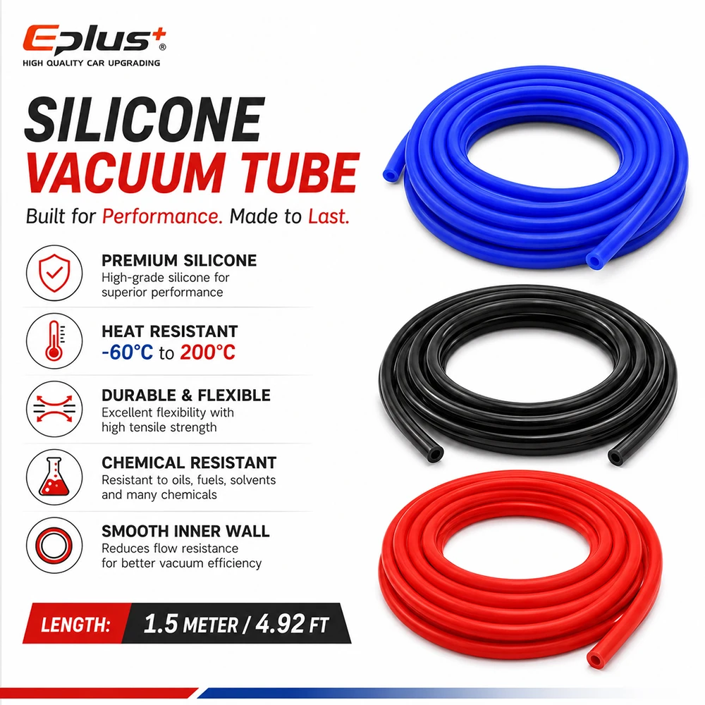 EPLUS Universal 1,5 Meter Rot Blau Schwarz Silikon-Vakuumschlauch ID 3mm-12mm Hitzebeständig Flammhemmend Auto Motorrad Schlauch – Detail 3