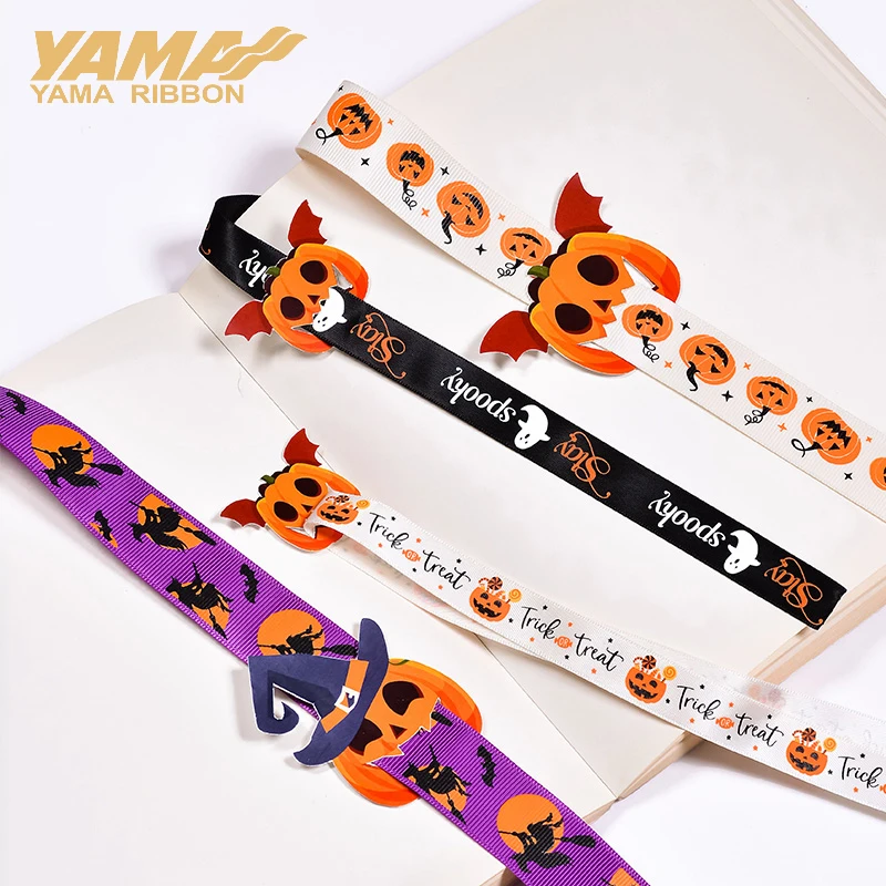 YAMA-Printed Grosgrain Ribbon for Halloween Wrapping Decoration, Party Crafts, 1 \