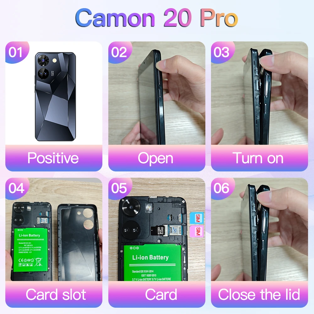 JCTKJ-Camon 20 Pro, smartphone Android da 8,1 pollici, 16 GB ROM 2 GB RAM, batteria da 2000 mAh, telefono cellulare, fotocamera 2 + 8 MP, doppia SIM, telefoni cellulari