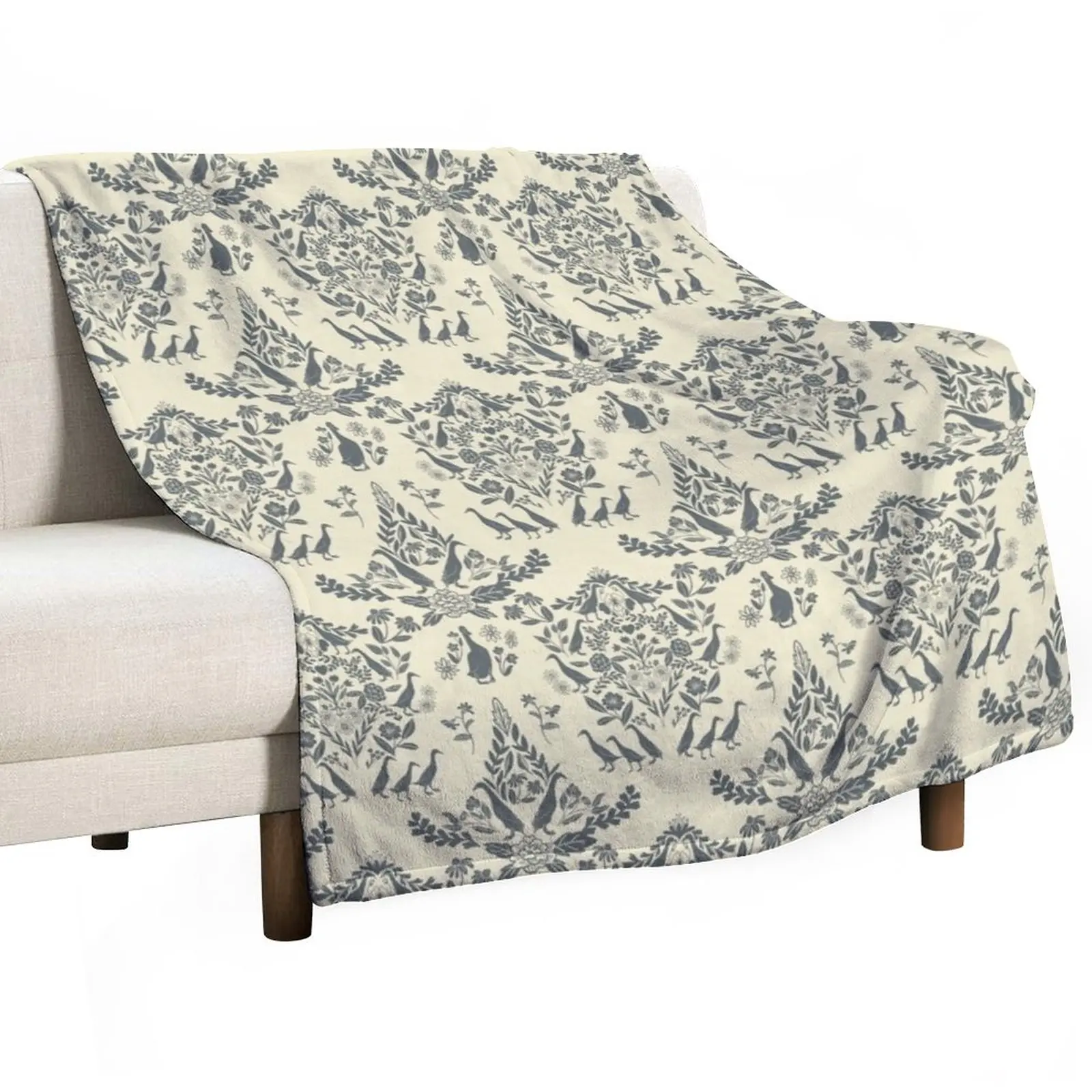 

New Runner Ducks Damask pattern in grey and cream Throw Blanket Plaid Hair blankets ands Giant Sofa Blankets