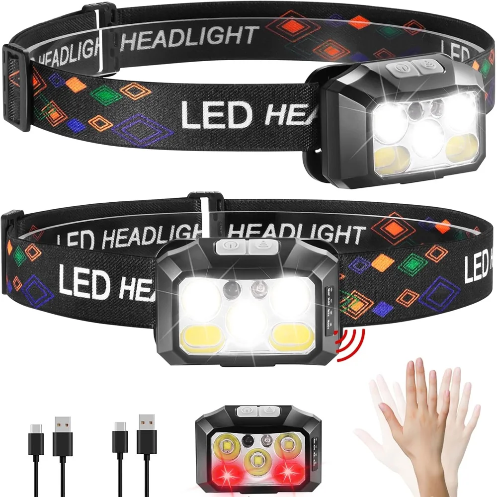 

Usb Rechargeable Red Light Headlamp 7 Modes Adjustable Head Lamp IPX4 Waterproof Head Light Outdoor Fishing Forehead Headlight