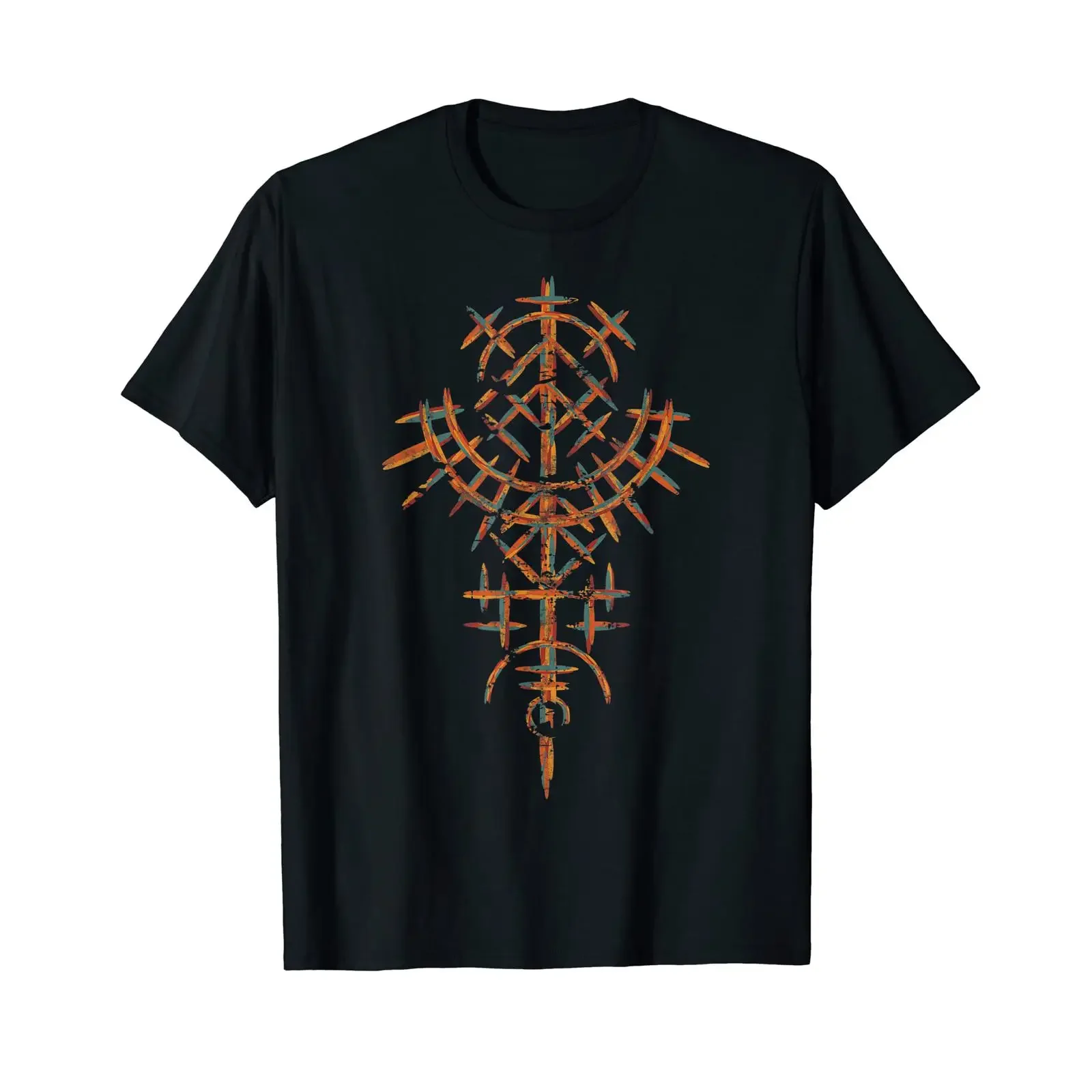 Viking Magic Symbol Ornament Compass Amulet Nordic Pagan T Shirt vintage Washed fashion streetwear Top For Everyday Wear