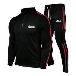 Ensemble deux pièces veste zippée pour homme, chemise et pantalon de sport à fermeture éclair, ensemble sportif, fitness trempé, pantalon serré, nouveau, 2024