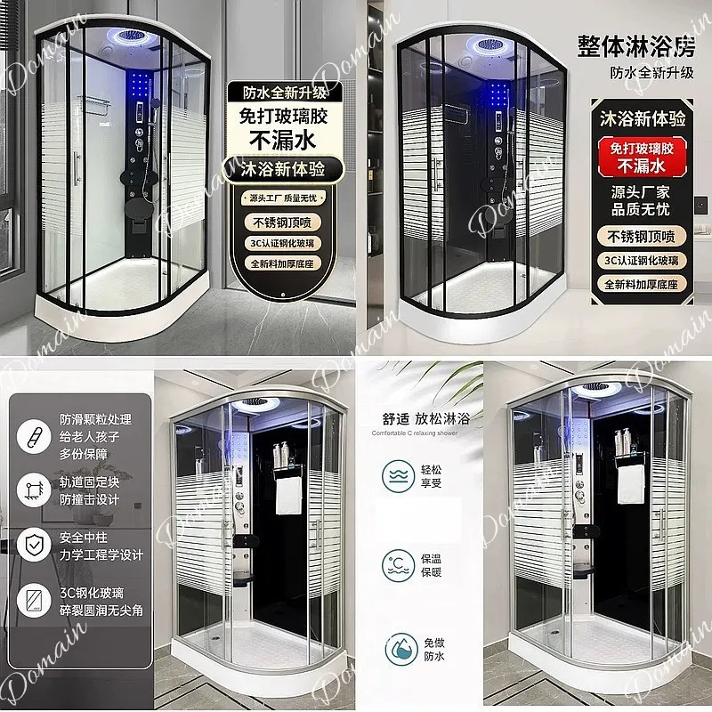 Shower Enclosure Curved Corner Bathroom Wet Dry Separation Walk-in Shower Room