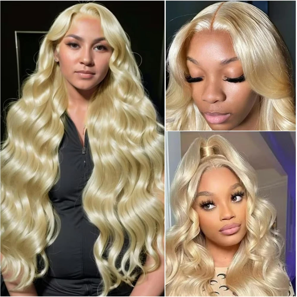 613ブロンドボディウェーブ13x6 HDレースフロント100%人毛ウィッグ30インチ36インチハニーカラーレースクロージャーフロントウィッグ黒人女性用