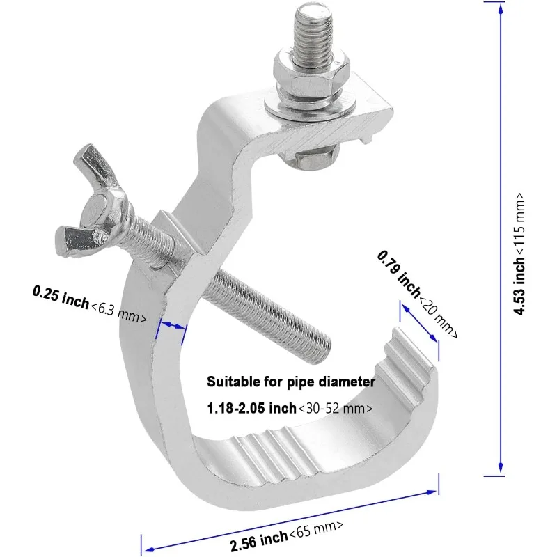 Truss Clamp Stage Lights Clamp, Perfect Fit For 30-50mm OD Tube/Pipe, Heavy Duty 50KGS Aluminum Alloy, For DJ Lighting Par Light