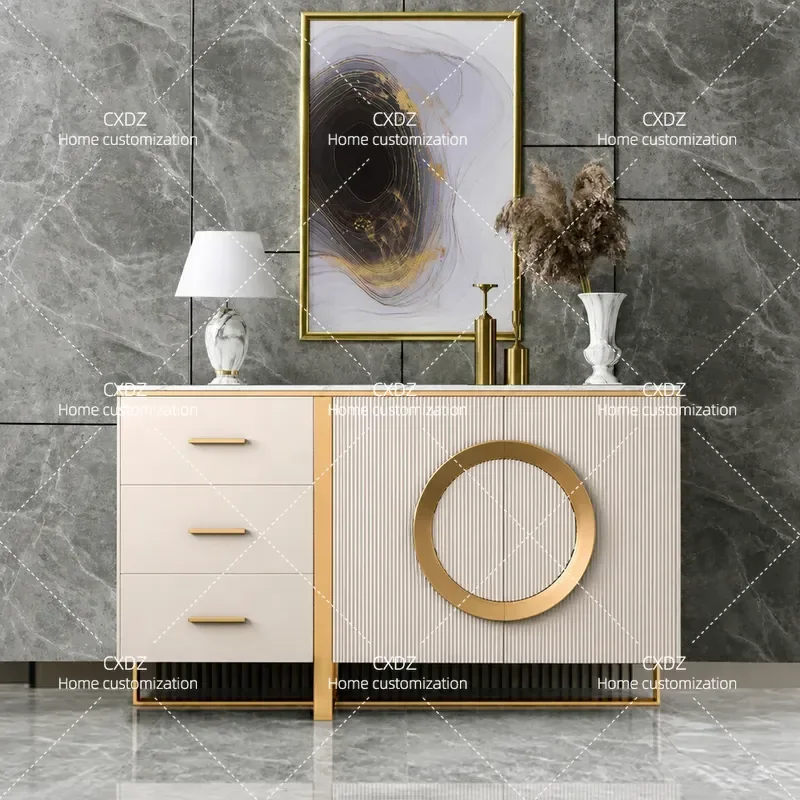 Light Luxury Entrance Cabinet Sideboard for Living Room Soft Storage Wall Mounted Decorative Cabinet Household Entryway