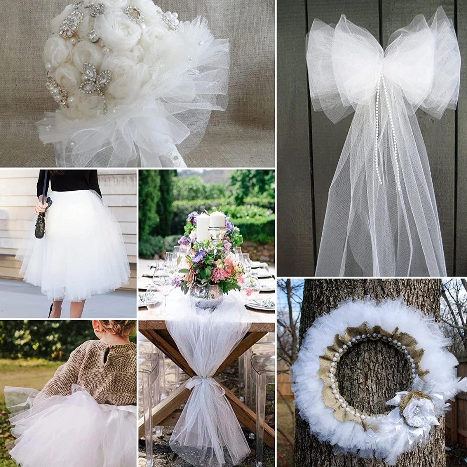 الأبيض تول النسيج 15 سنتيمتر بنسبة 25/100/200 YD بكرة الشريط DIY بها بنفسك استحمام الطفل حفلة عيد ميلاد زينة الزفاف لوازم الحرفية