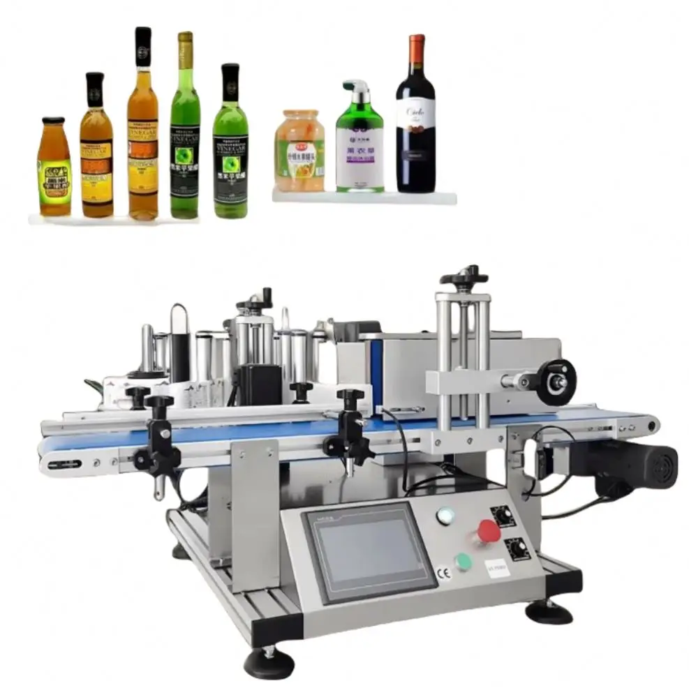 Factory Semi Automatic Adhesive Sticker Wine Labeling Machine for Round Glass Bottle Price