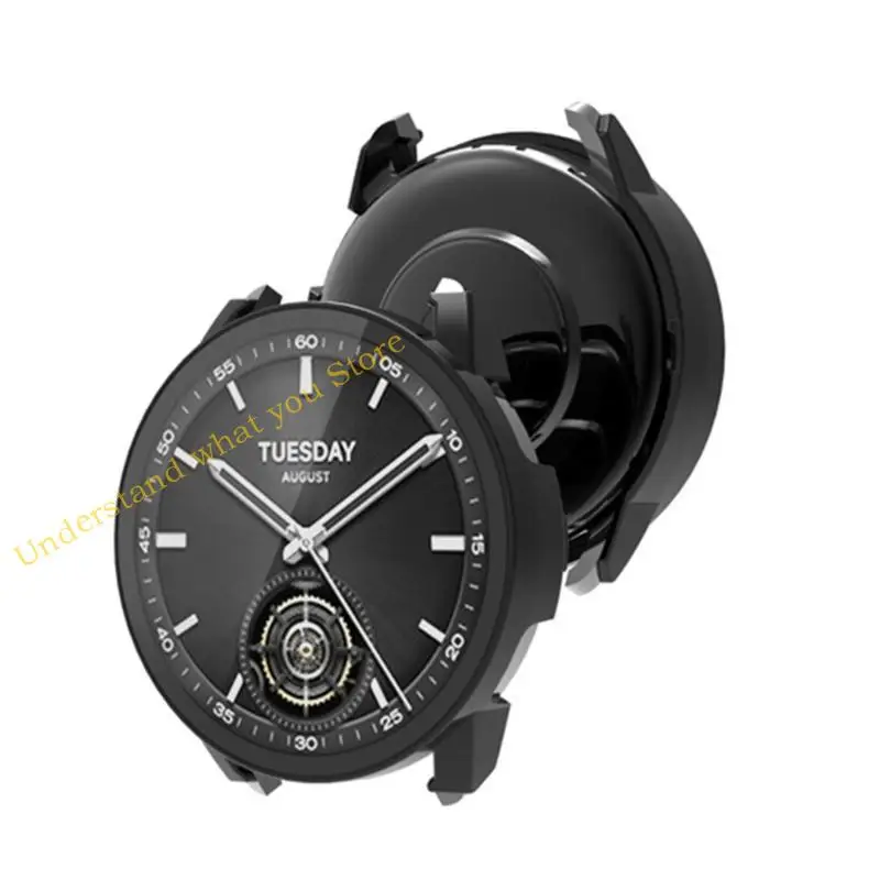 J60A For WatchS3 Screen Protector Tempered Film+Case Hard Cover Bumpers Shells Frame